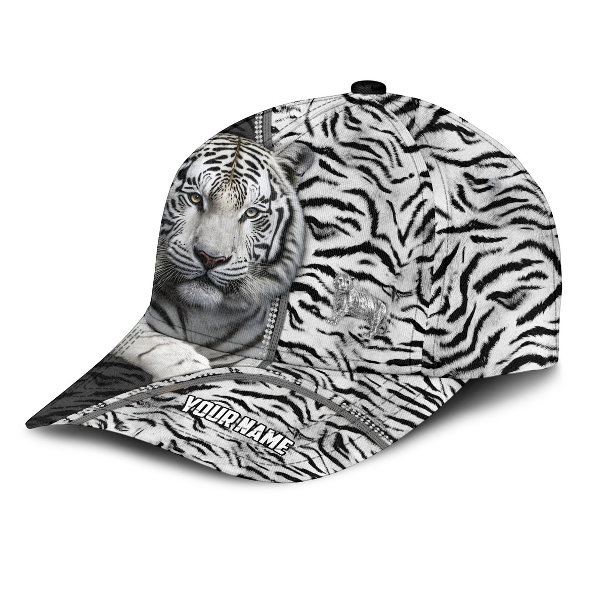Personalized Name White Tiger Q2 Classic Cap Trucker Hats Custom Hats Gifts For Men & Women