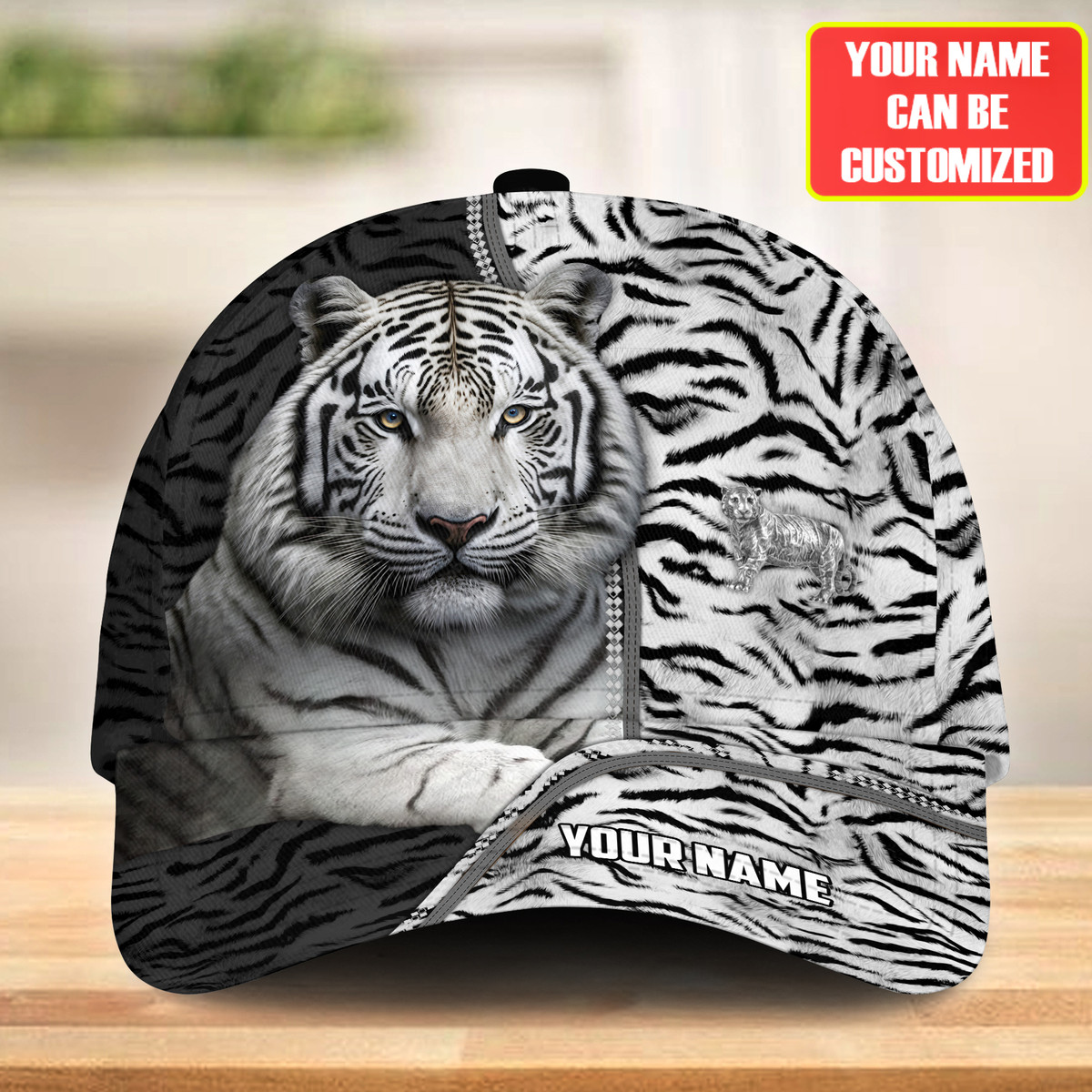 Personalized Name White Tiger Q2 Classic Cap Trucker Hats Custom Hats Gifts For Men & Women