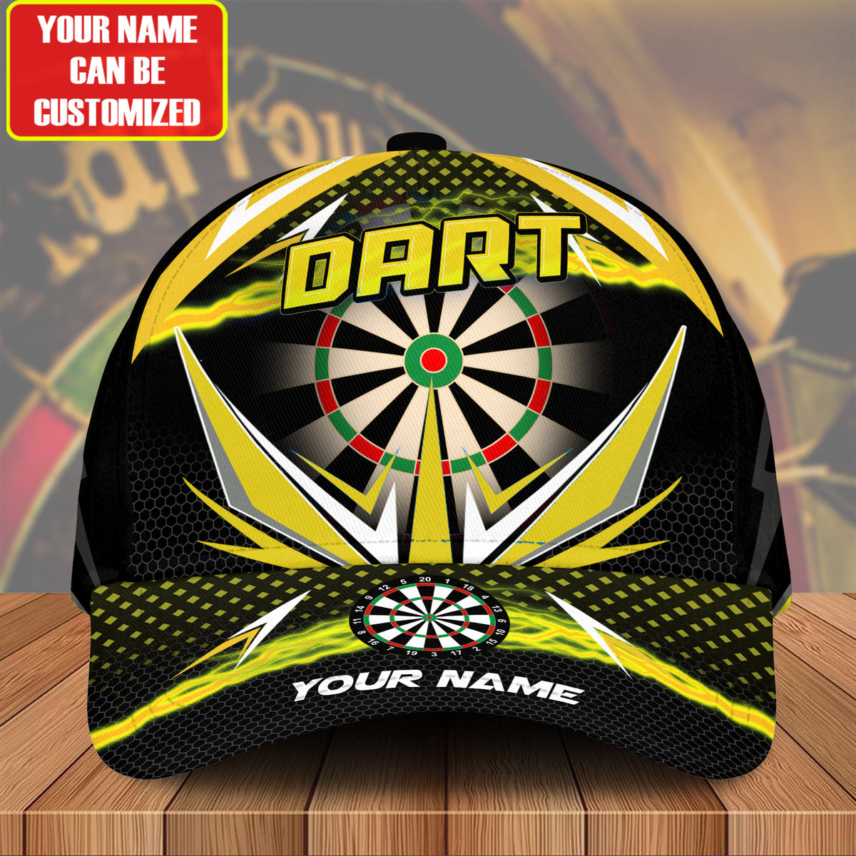 Personalized Name Yellow Darts Classic Cap Trucker Hats Custom Hats Gifts For Men & Women