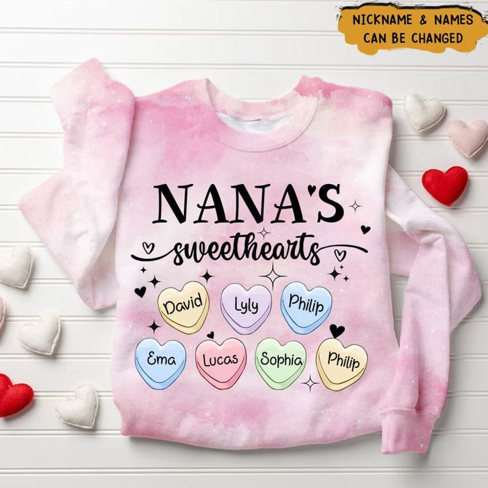 Personalized Nana Mama Auntie's Sweetheart 3d sweater - Gift for Grandma Mother's day
