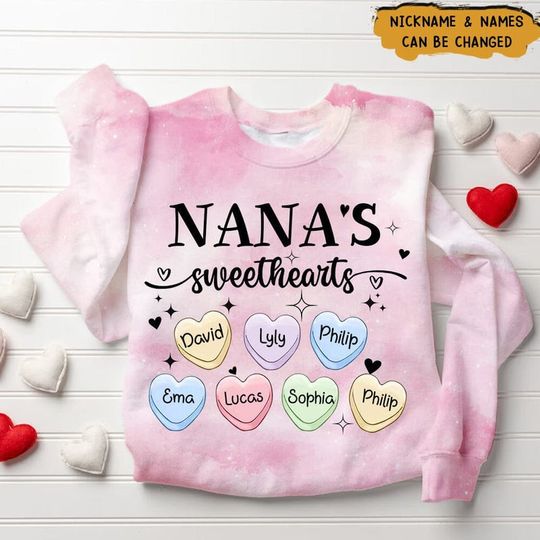 Personalized Nana Mama Auntie's Sweetheart 3d sweater - Gift for Grandma Mother's day - Image 2