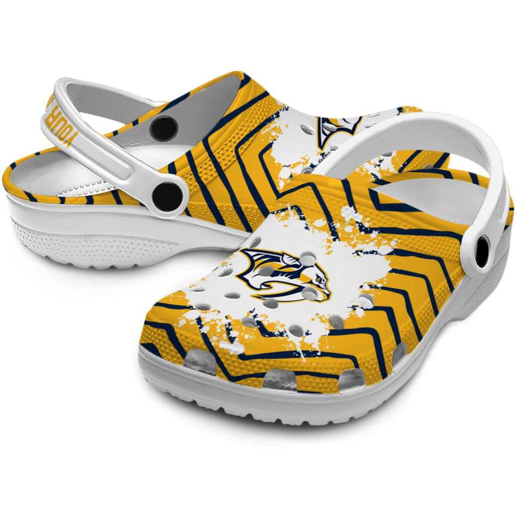 Personalized Nashville Predators Zigzag Paint Burst ClogTVC1801882 - Image 3