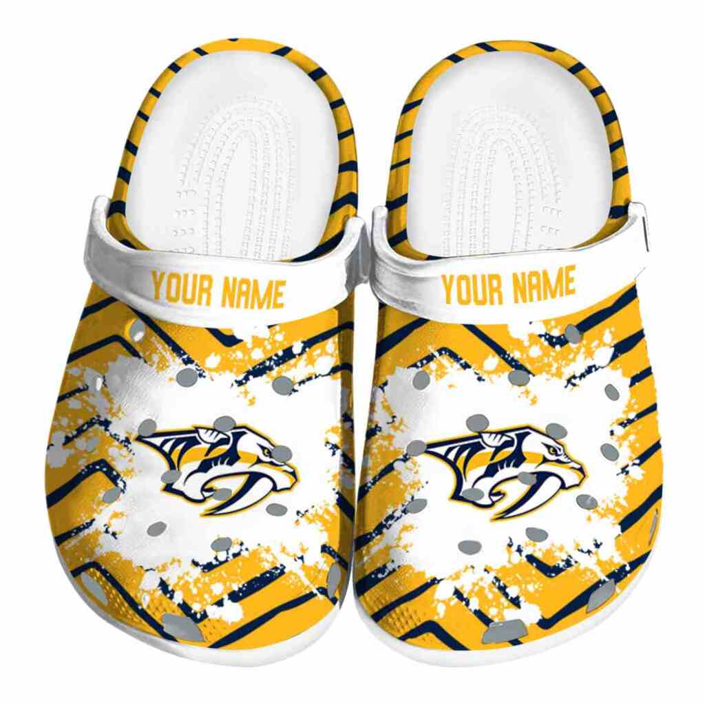 Personalized Nashville Predators Zigzag Paint Burst ClogTVC1801882