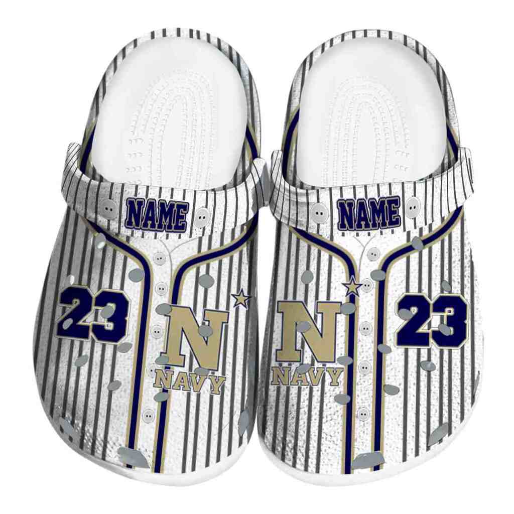 Personalized Navy Midshipmen Pinstripe Pattern ClogTVC1801711