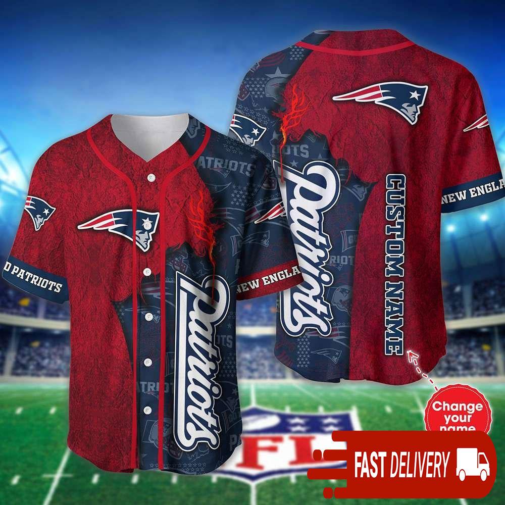 Personalized New England Patriots Baseball Jersey Shirt NLF Gifts For Fans