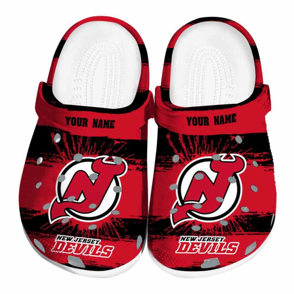 Personalized New Jersey Devils Paint Splatter Graphics ClogTVC1801882