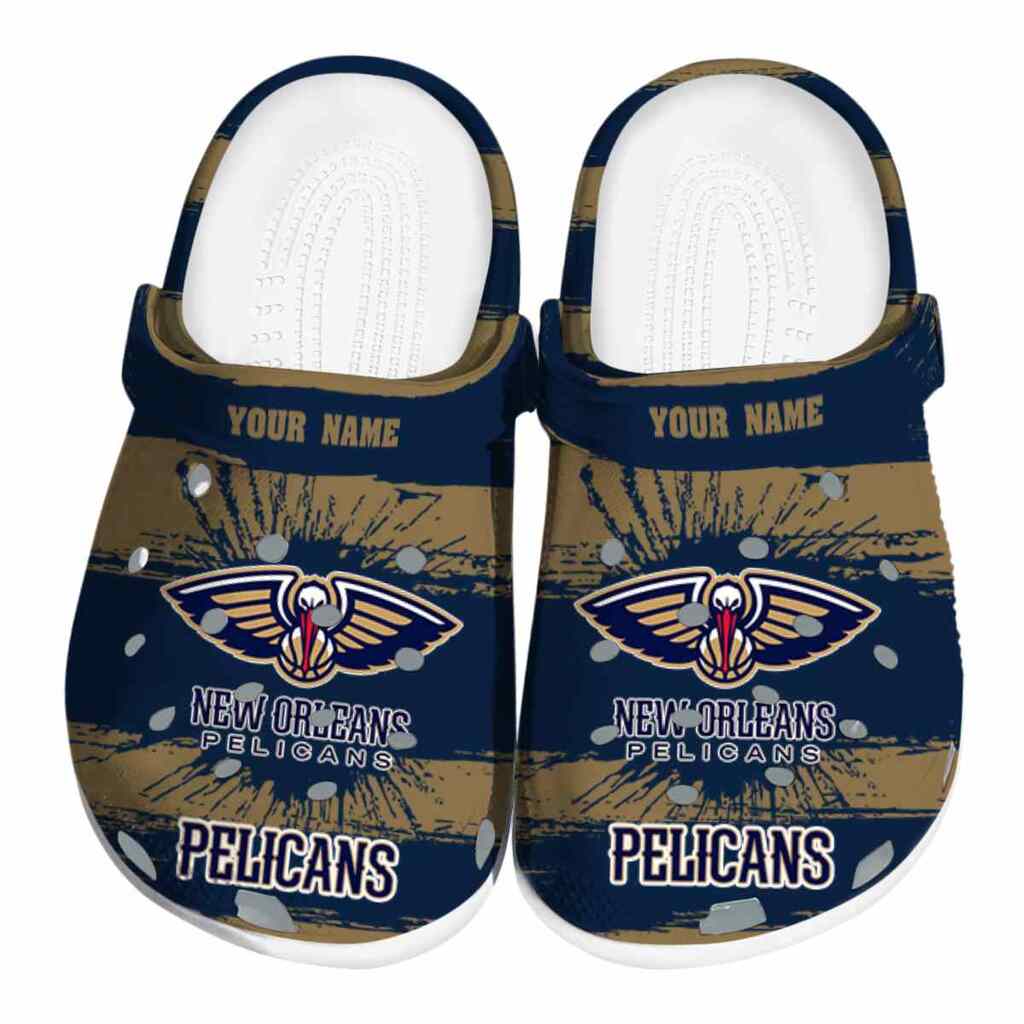 Personalized New Orleans Pelicans Paint Splatter Graphics ClogTVC1801736