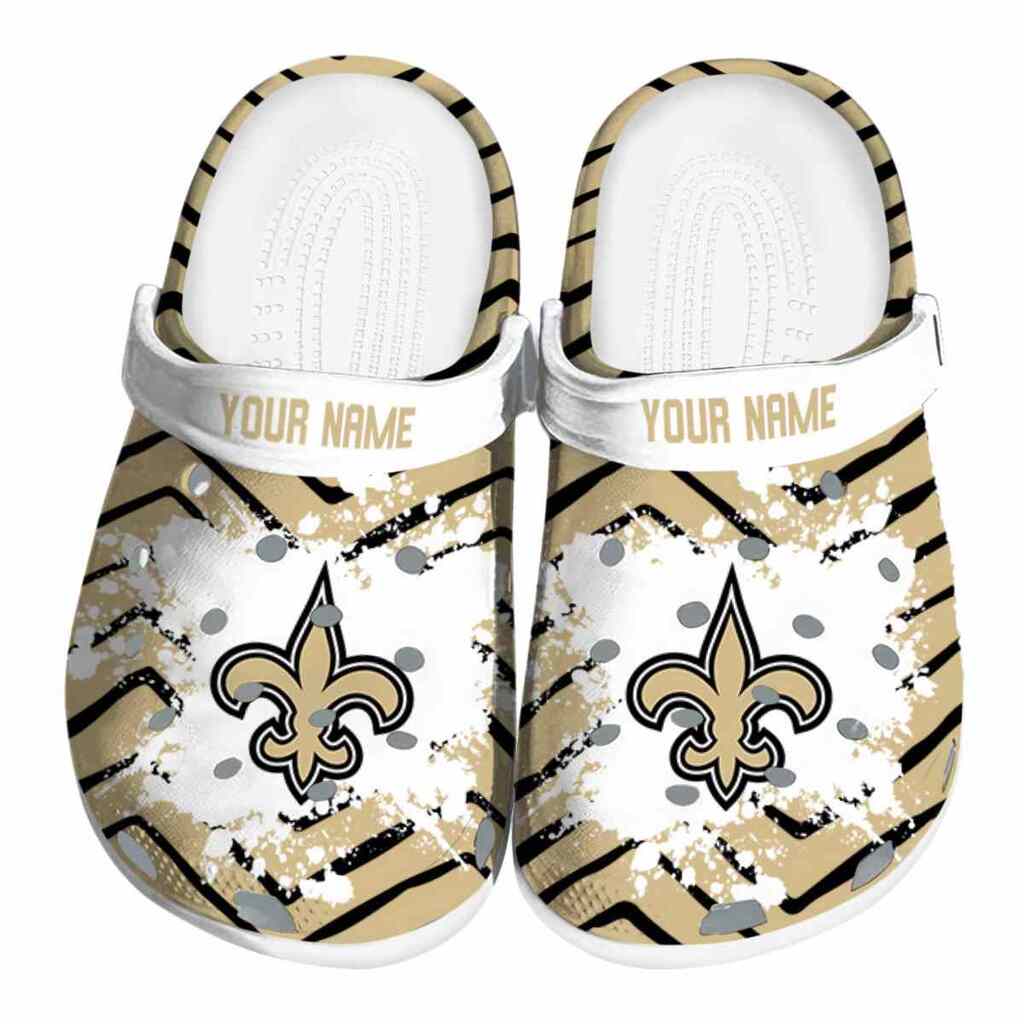 Personalized New Orleans Saints Zigzag Paint Burst ClogTVC180145