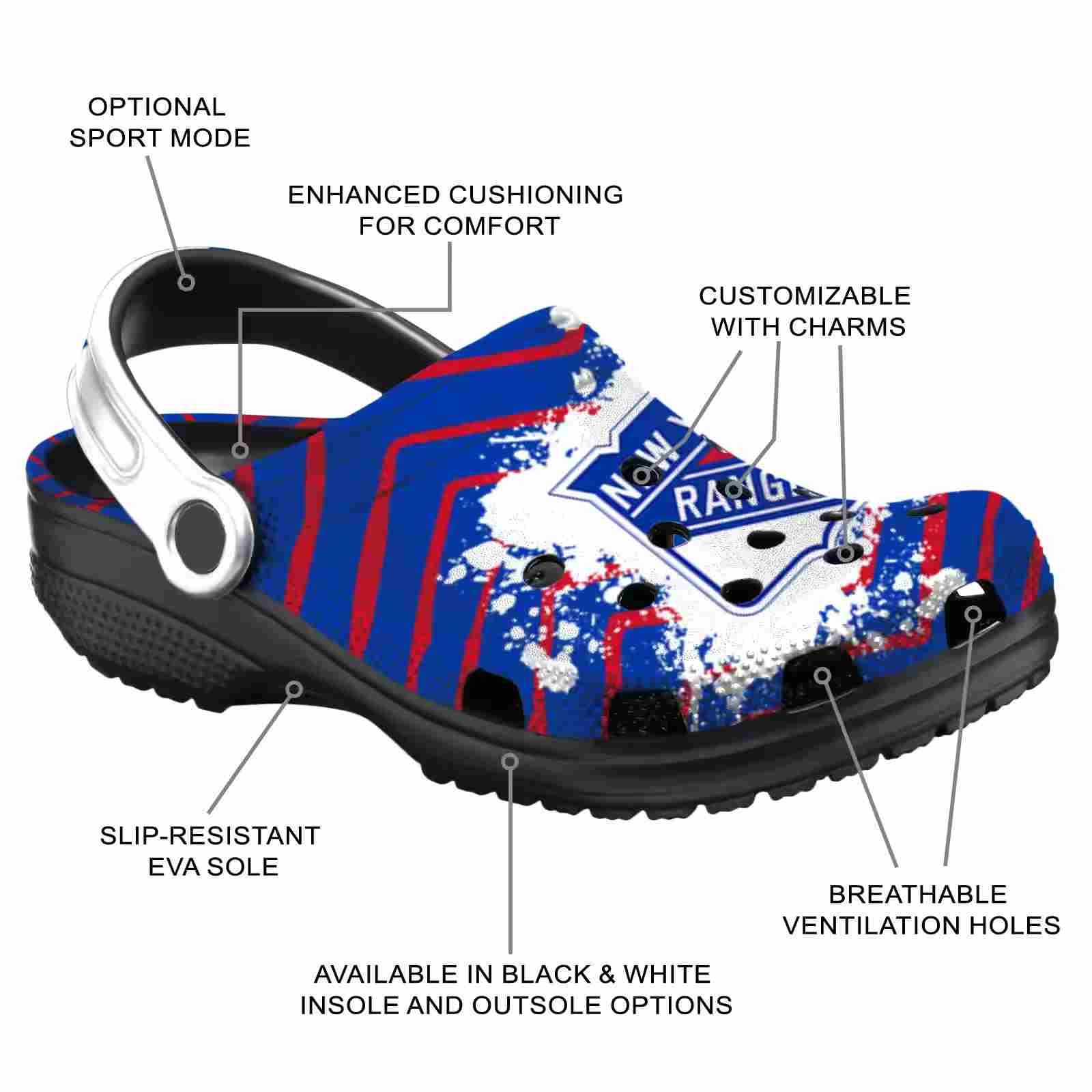 Personalized New York Rangers Zigzag Paint Burst ClogTVC1801889 - Image 5