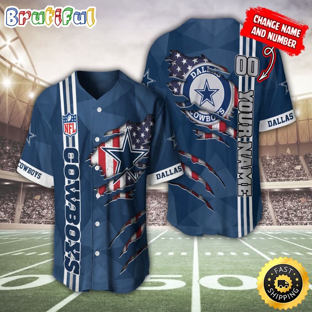 Personalized NLF Dallas Cowboys Baseball Jersey America Flagy America Flag Athletic Style Jerseys