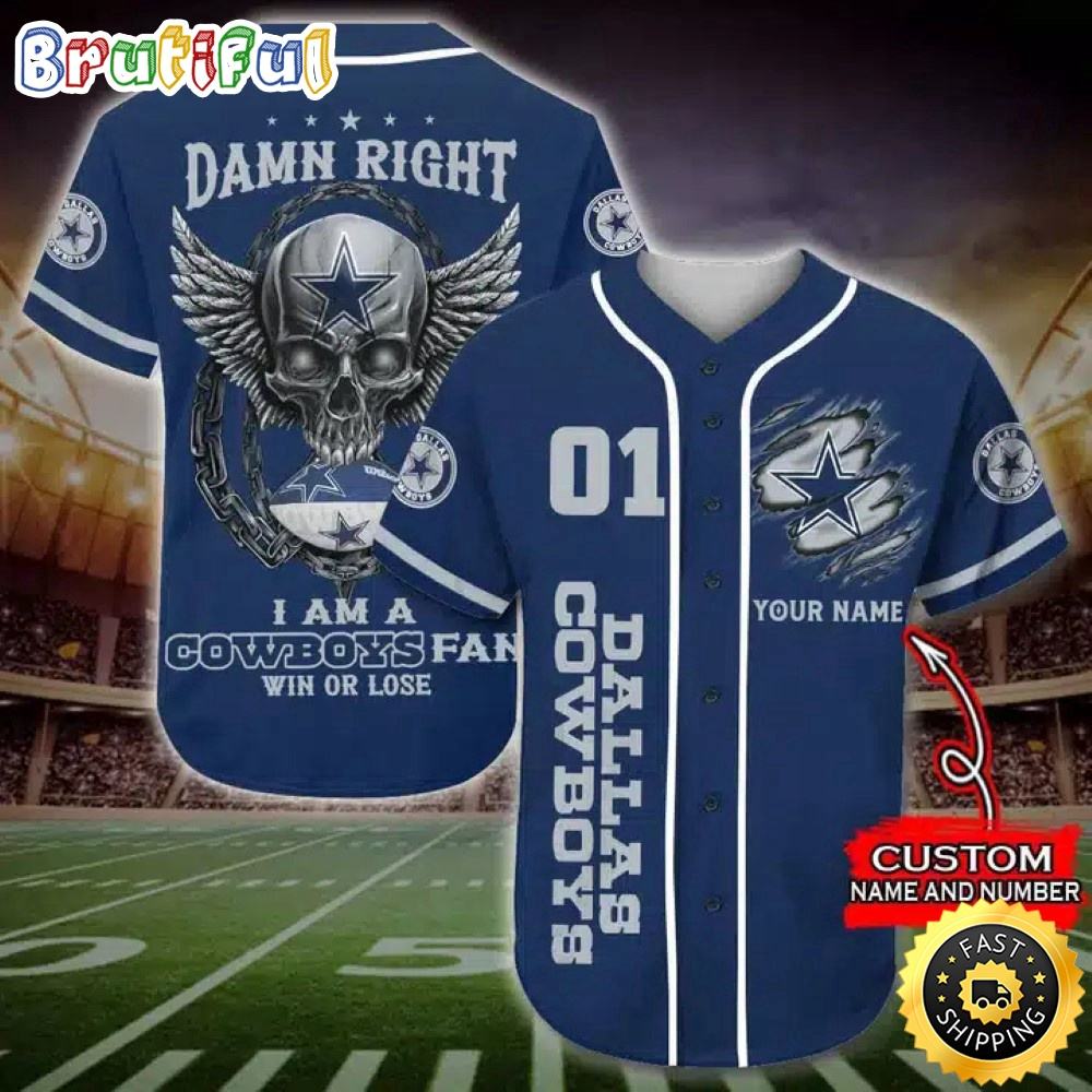 Personalized NLF Dallas Cowboys Baseball Jersey Art Skull