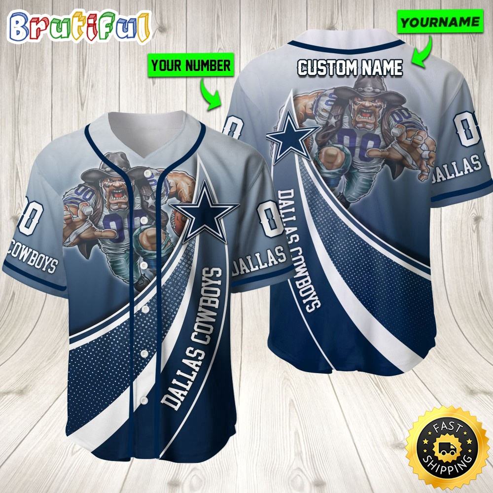 Personalized NLF Dallas Cowboys Baseball Jersey Mascot Art