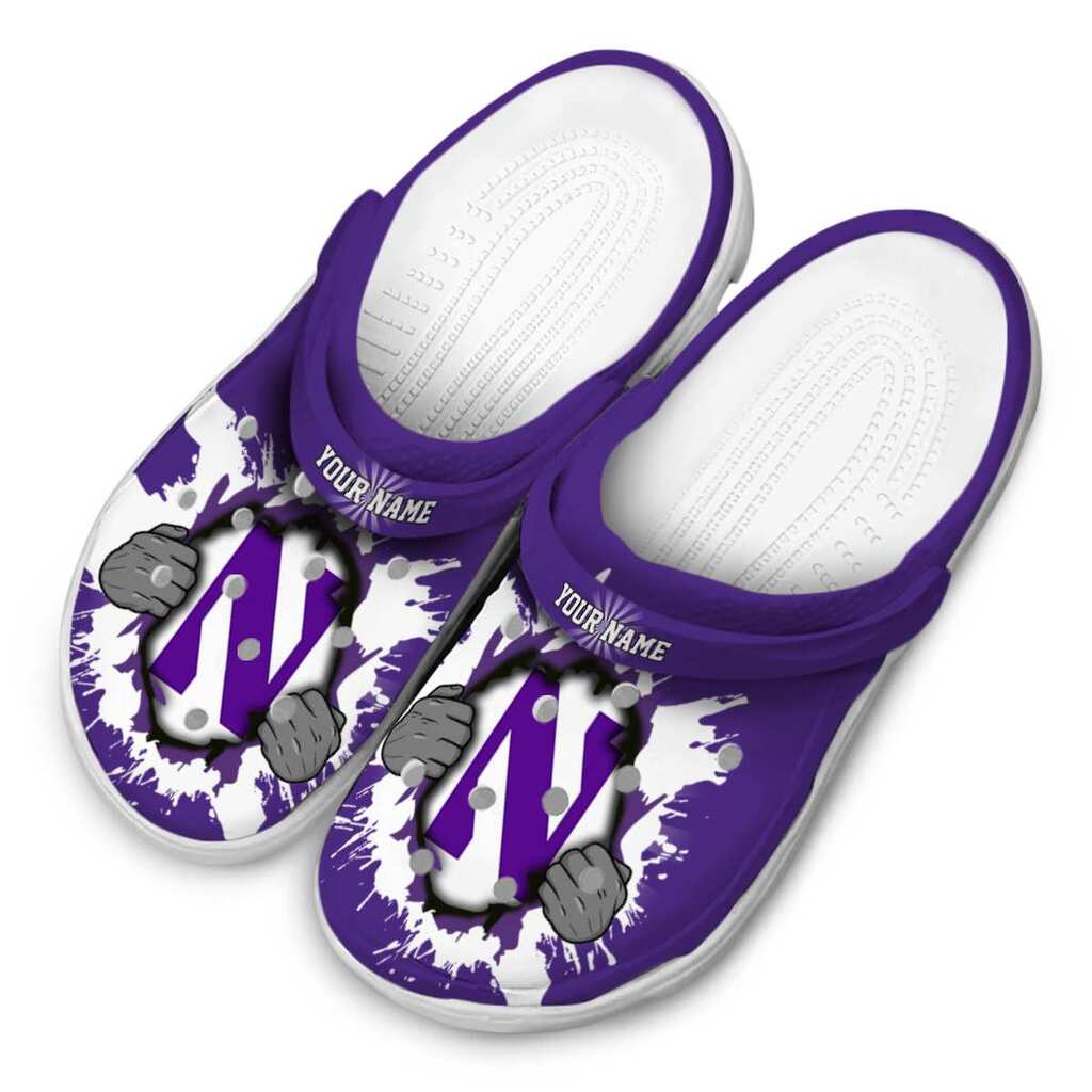Personalized Northwestern Wildcats Gripping Hand ClogTVC1801791 - Image 4