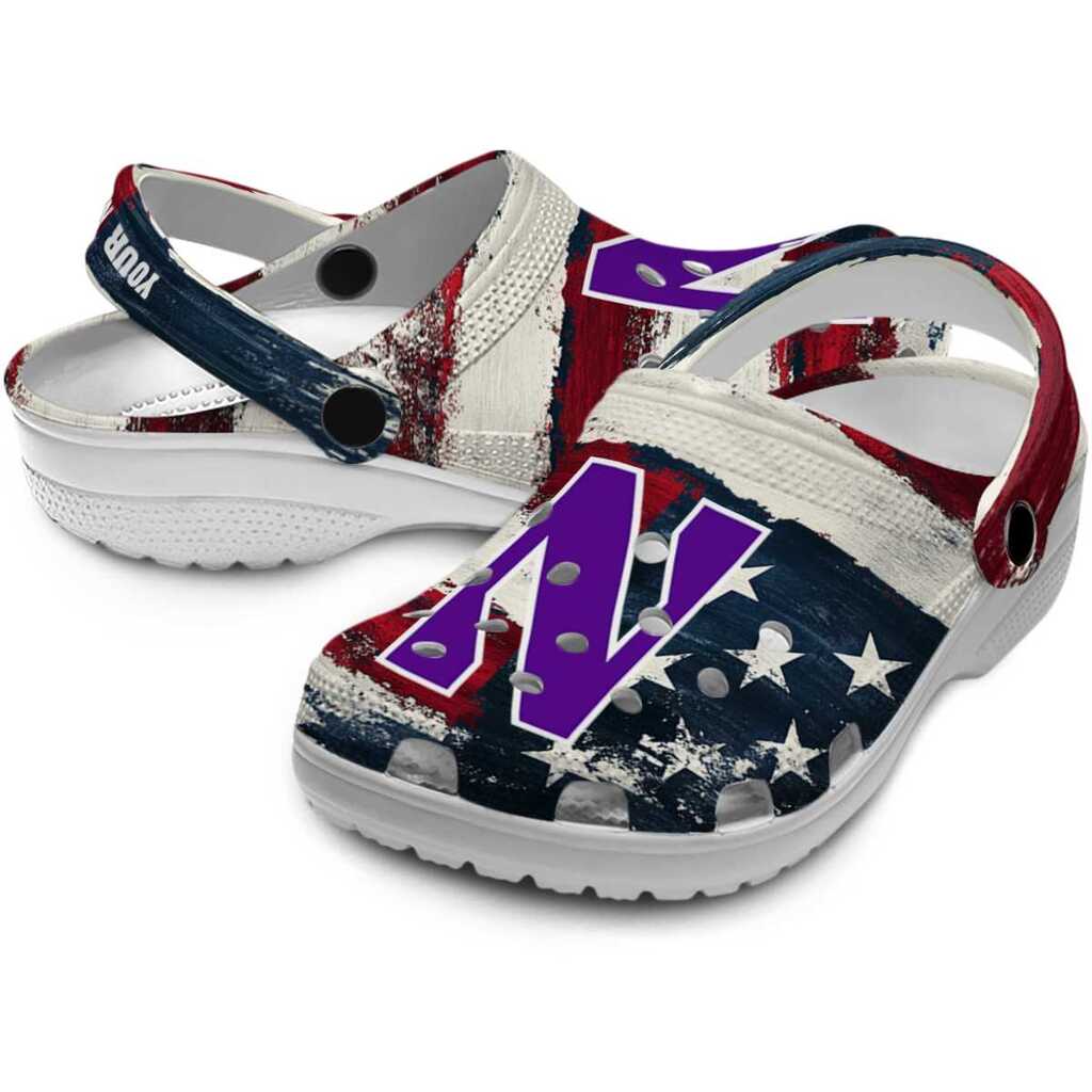 Personalized Northwestern Wildcats Patriotic Stripes ClogTVC1801706 - Image 3