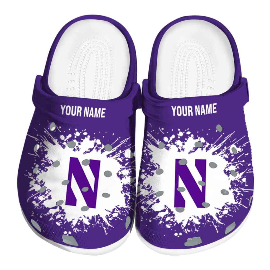 Personalized Northwestern Wildcats Splatter Background ClogTVC1801714