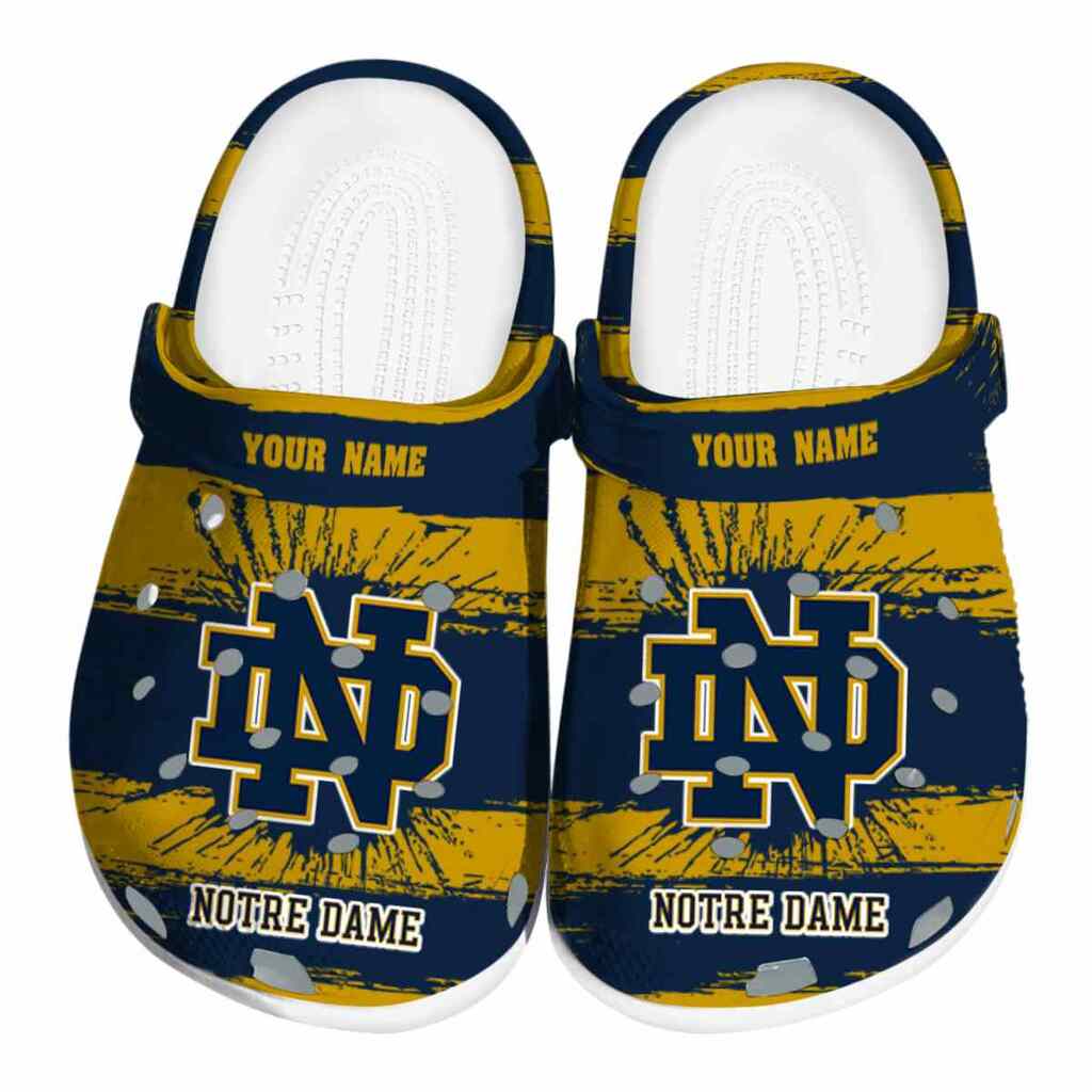 Personalized Notre Dame Fighting Irish Paint Splatter Graphics ClogTVC1801172