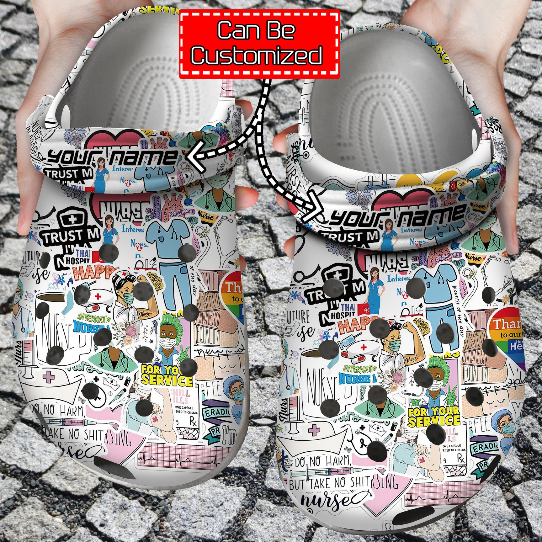 Personalized Nurse Angell Pharmacy Hospital Heroes Cute Stickers clog Shoes Nurse