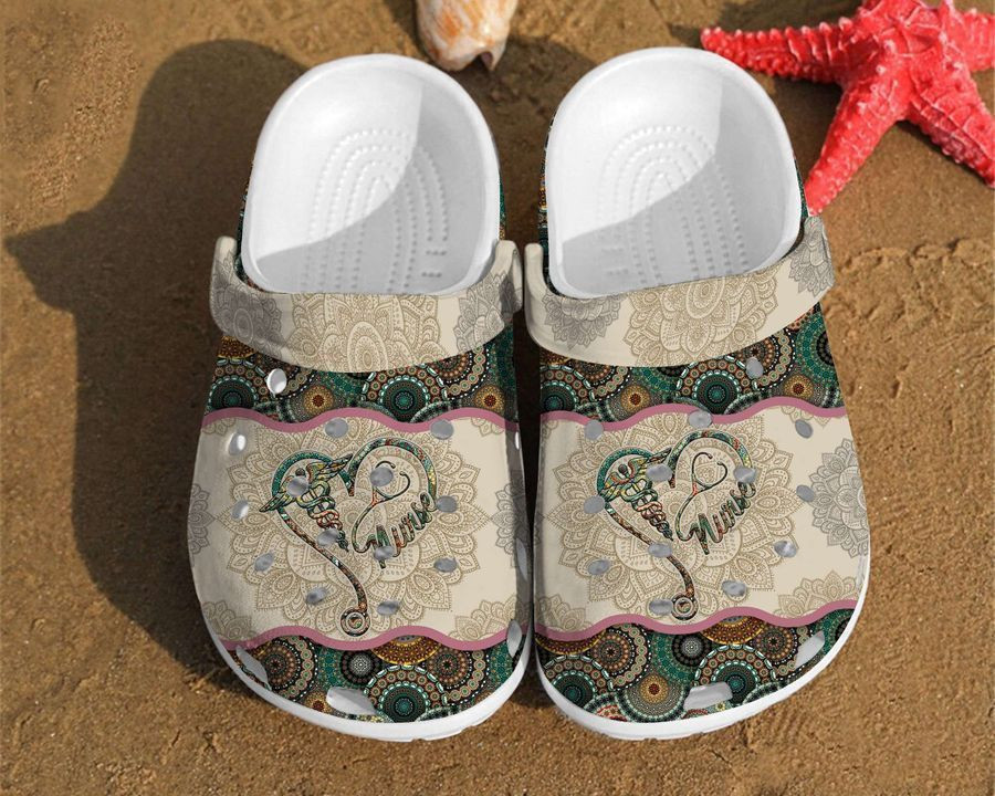 Personalized Nurse Mandala Heart Vintage Gift For Unique Gifts clog Shoes