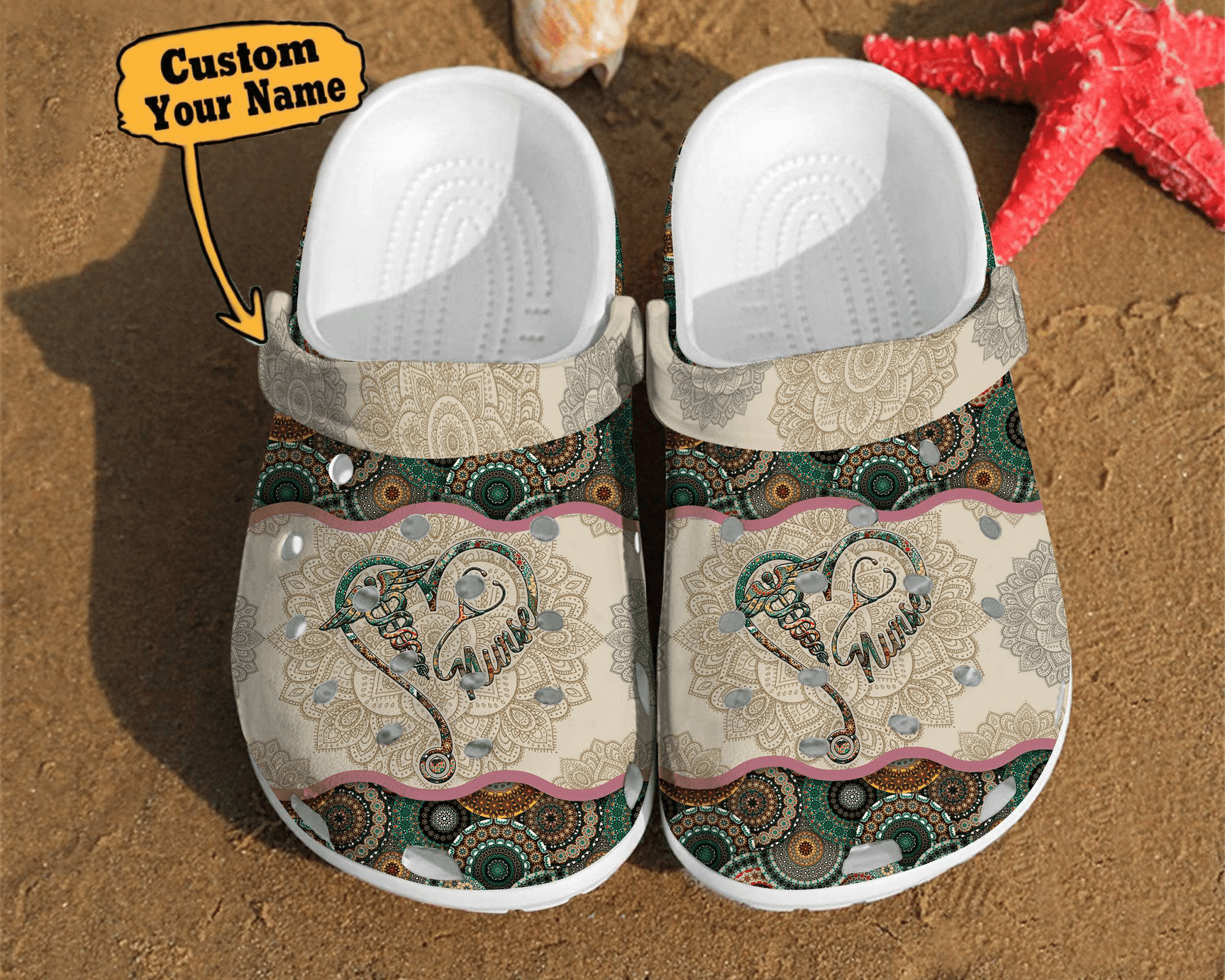 Personalized Nurse Mandala Heart Vintage Gift For Unique Gifts clog Shoes Nurse