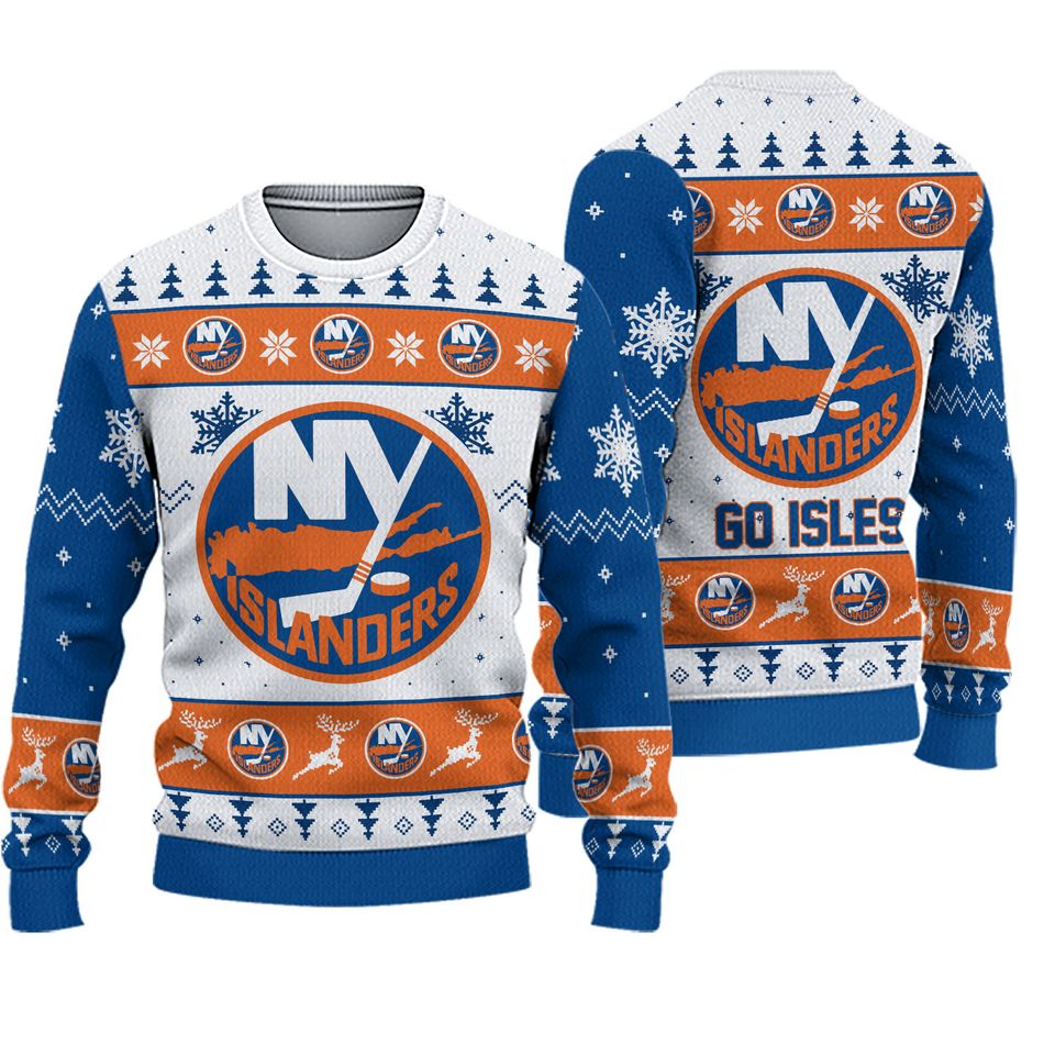 Personalized NY Islanders Ice Hockey Christmas Ugly Sweater