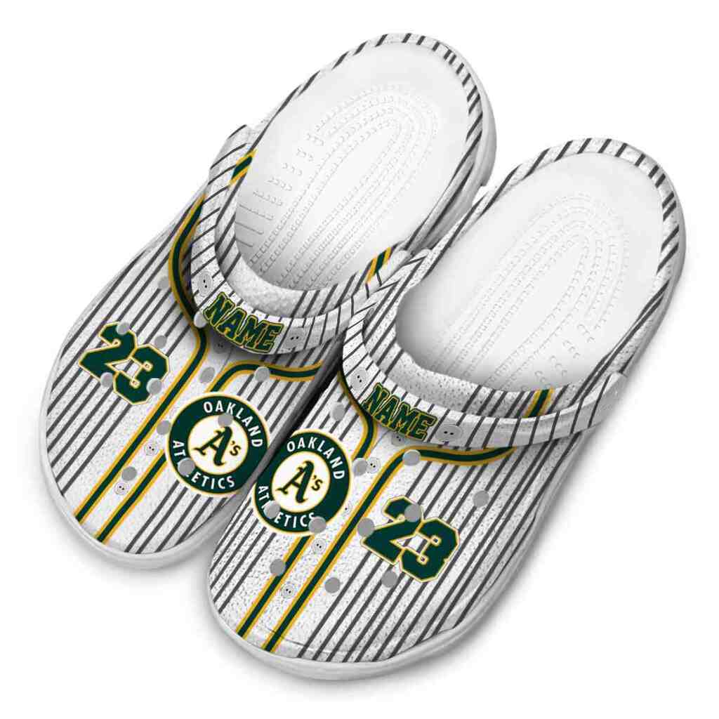 Personalized Oakland Athletics Pinstripe Pattern ClogTVC180142 - Image 4