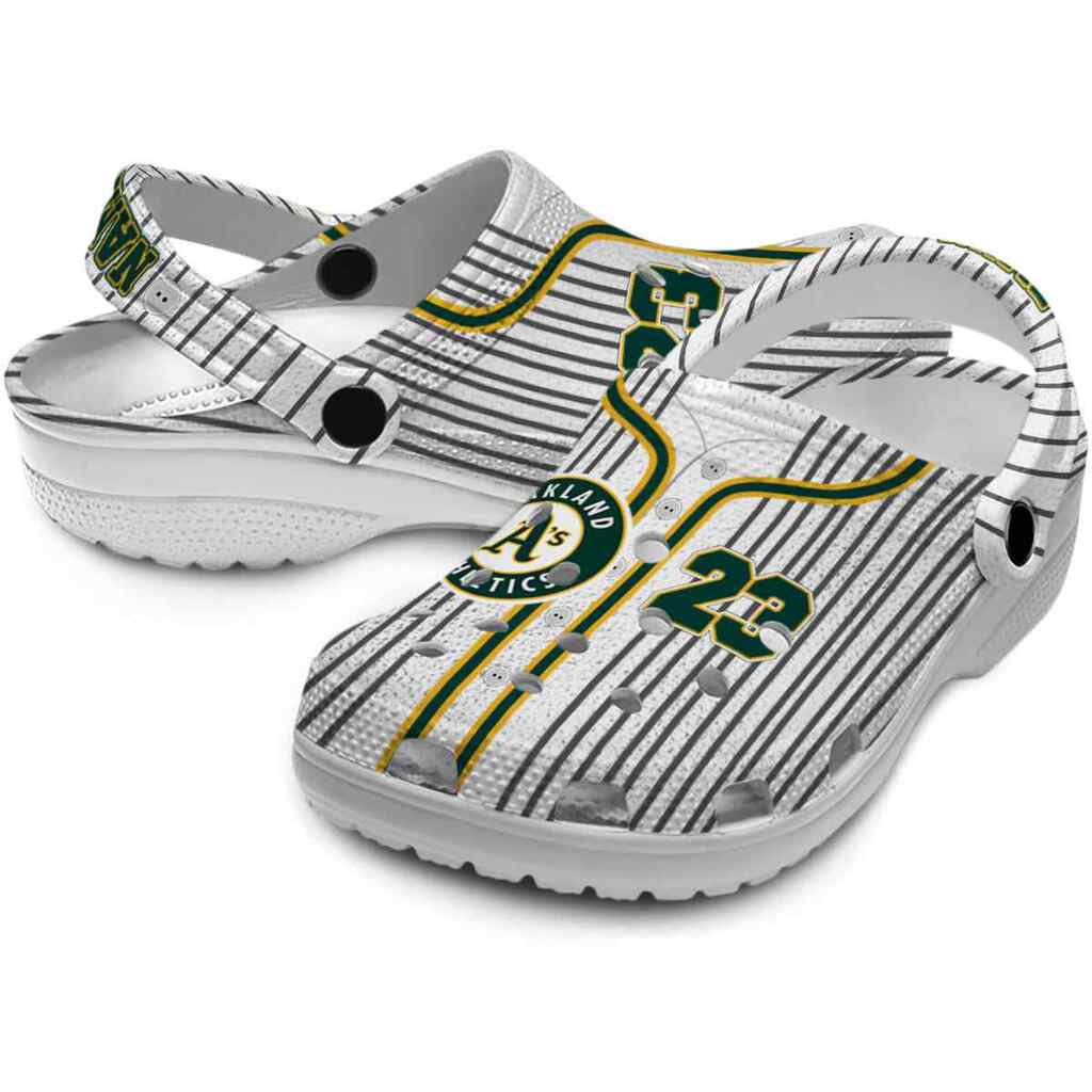 Personalized Oakland Athletics Pinstripe Pattern ClogTVC180142 - Image 3