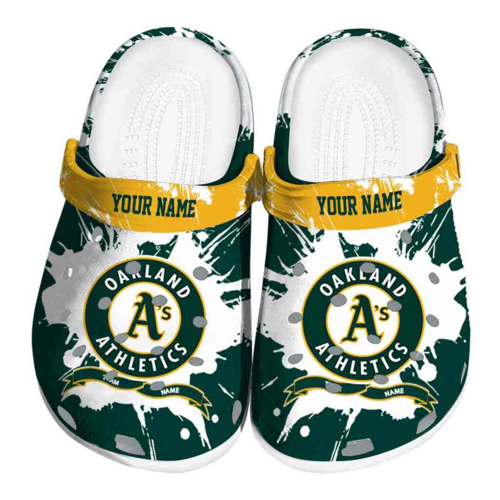Personalized Oakland Athletics Splatter Pattern ClogTVC180142
