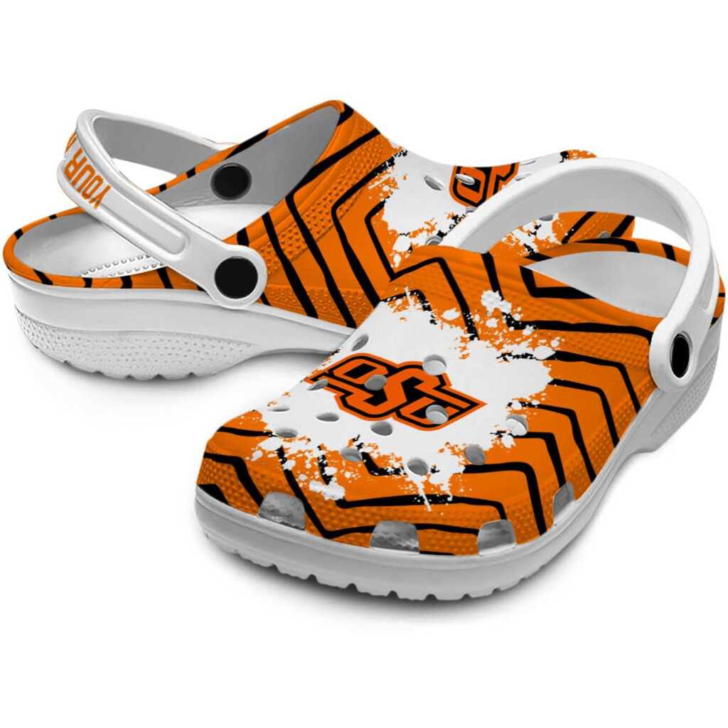 Personalized Oklahoma State Cowboys Zigzag Paint Burst ClogTVC180144 - Image 3