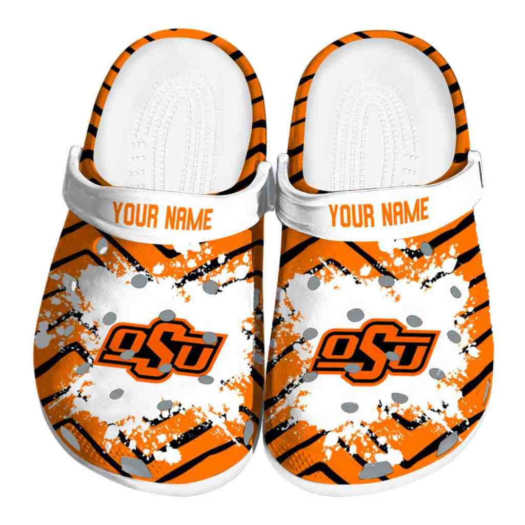 Personalized Oklahoma State Cowboys Zigzag Paint Burst ClogTVC180144