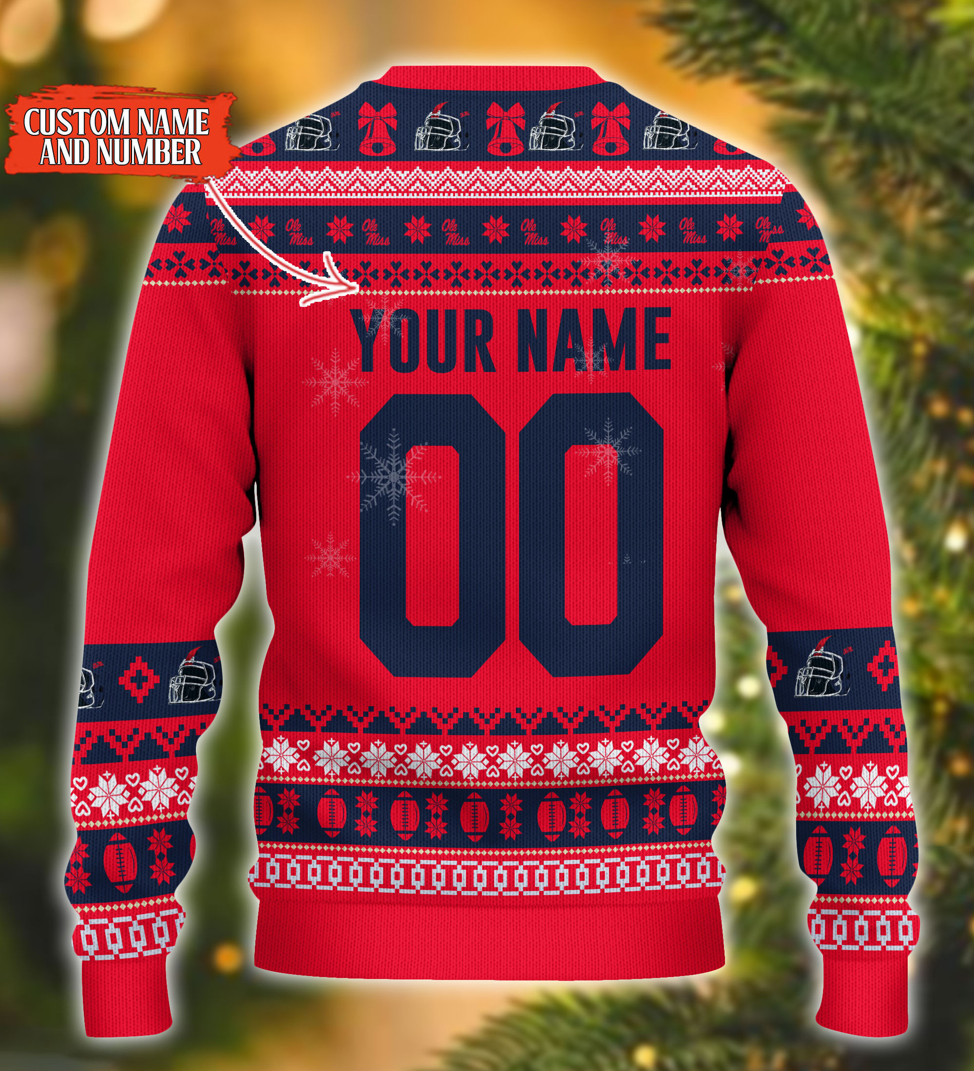 Personalized Ole Miss Rebels Mickey Ugly Christmas Sweater Adult 3D Funny Matching for family - Image 3