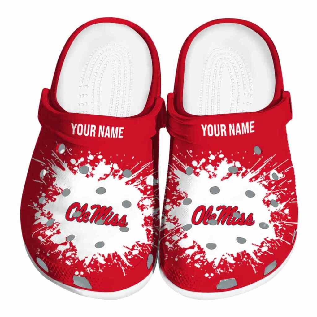 Personalized Ole Miss Rebels Splatter Background ClogTVC1801717