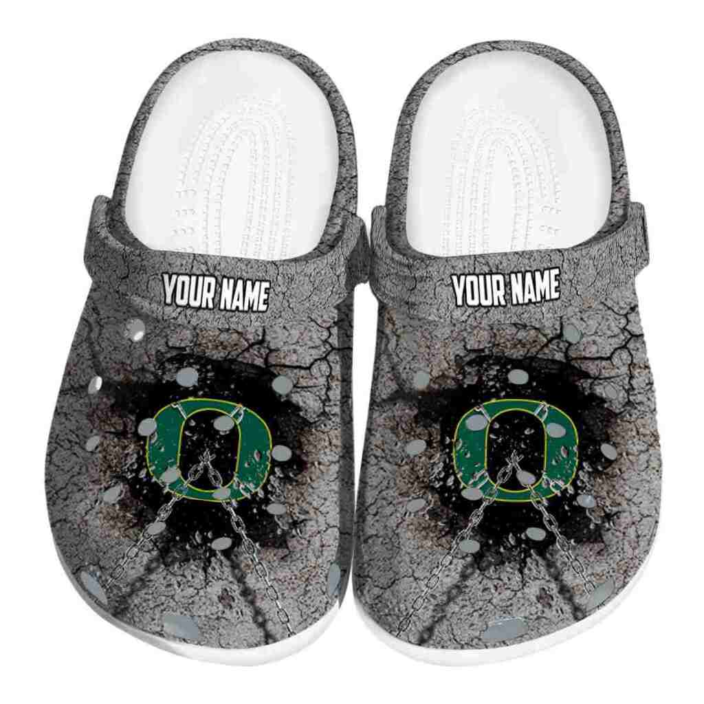 Personalized Oregon Ducks Cracked Ground Texture ClogTVC180145