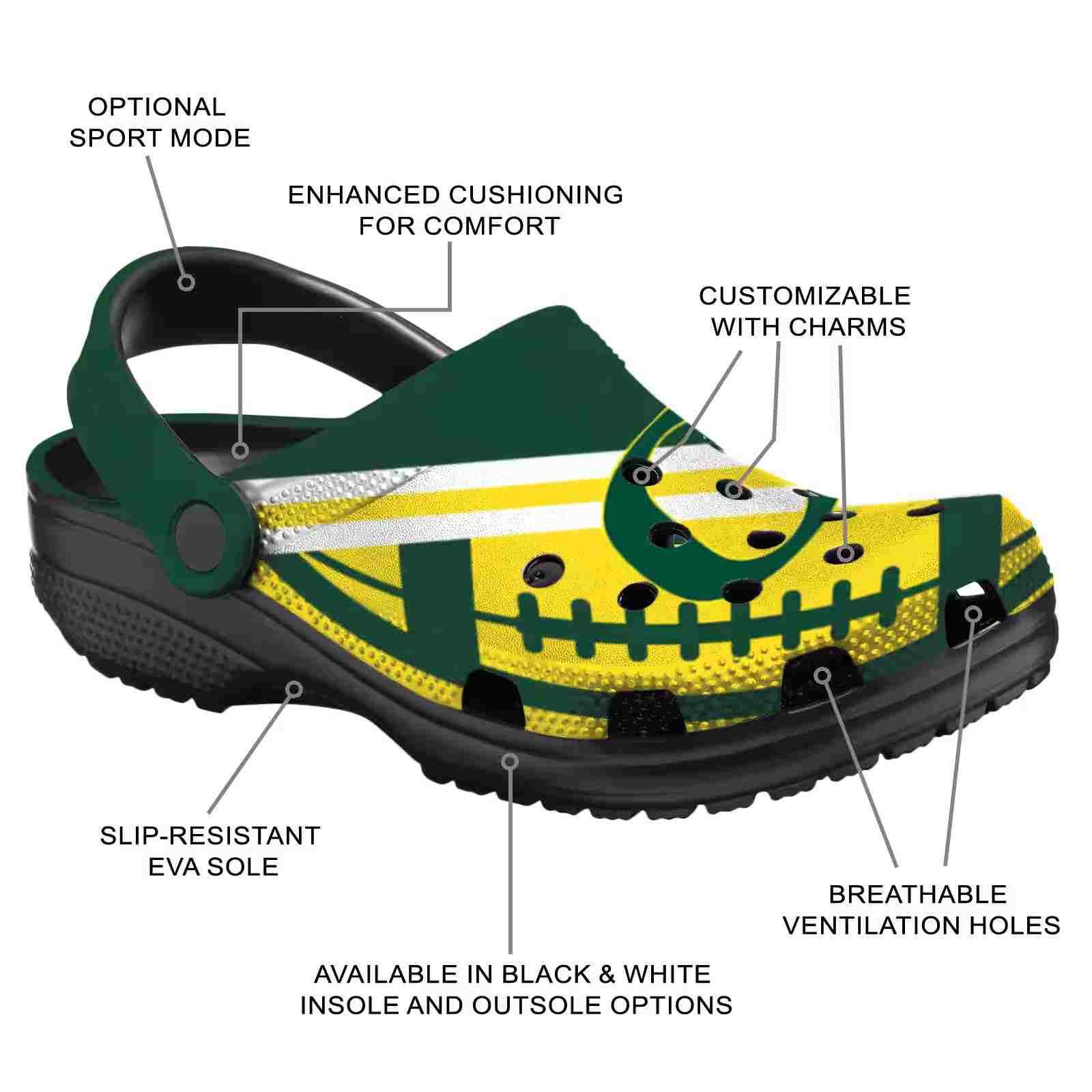 Personalized Oregon Ducks Football Motif ClogTVC180145 - Image 5