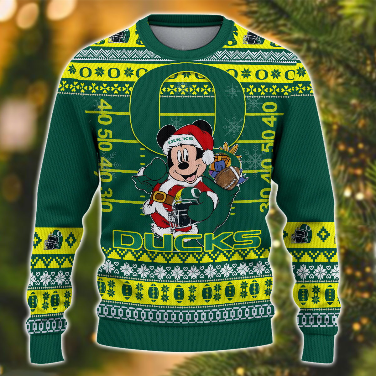 Personalized Oregon Ducks Mickey Ugly Christmas Sweater Adult 3D Funny Matching for family - Image 2