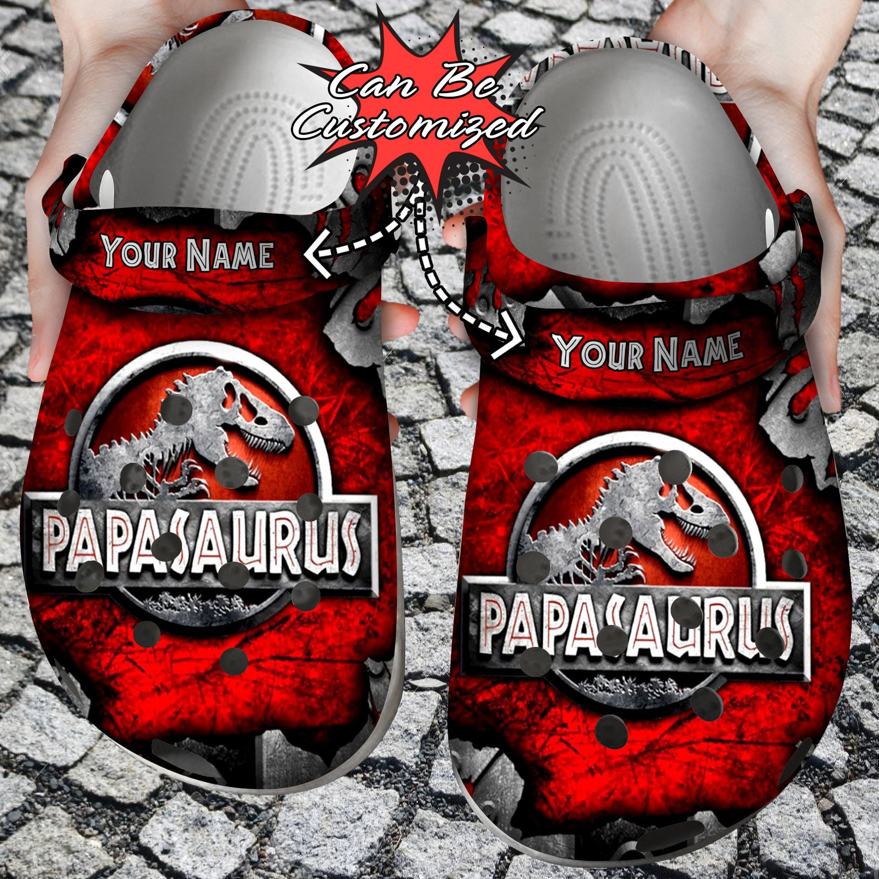 Personalized Papasaurus Daddy Dinosaur clog Shoes Fathers Custom