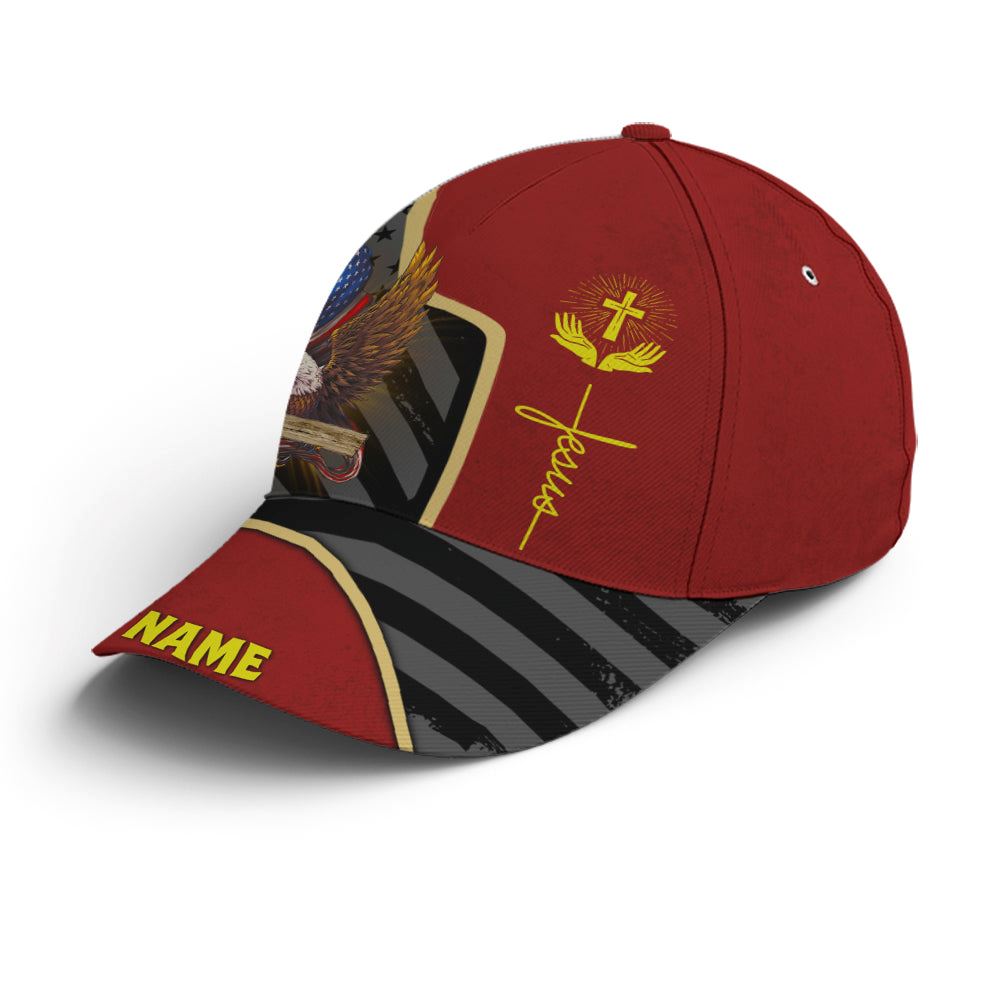 Personalized Patriotic American Eagle With Cross Baseball Cap, Christian, Jesus Hat Trucker Hats Custom Hats Gifts For Men & Women