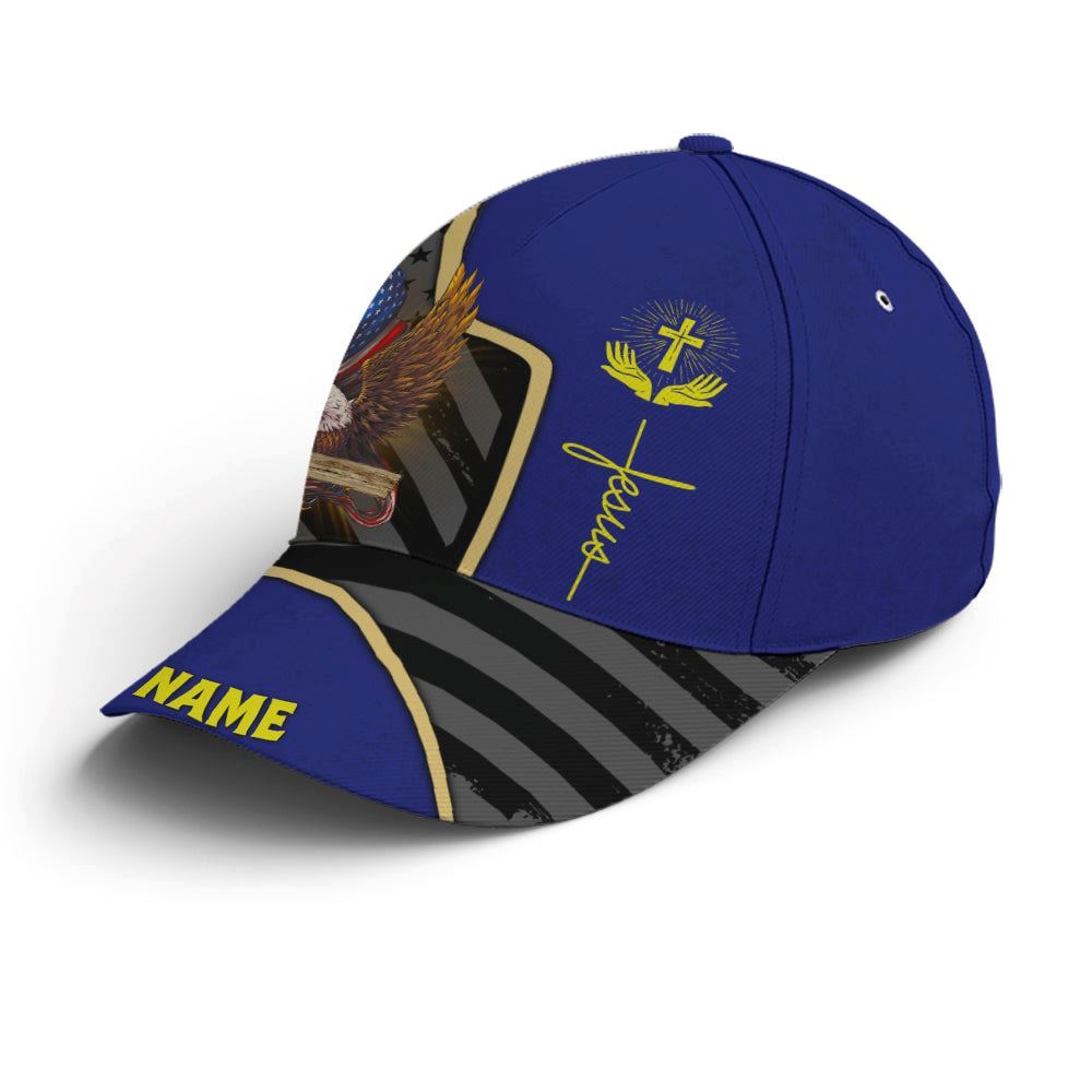 Personalized Patriotic American Eagle With Cross Baseball Cap Hat  Trucker Hats Custom Hats Gifts For Men & Women