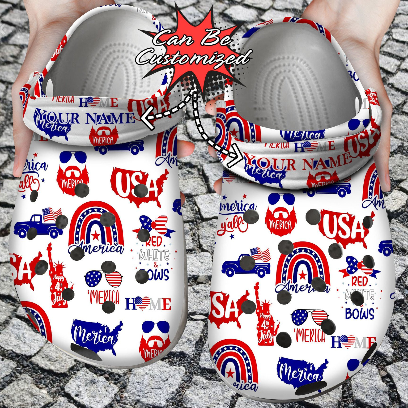 Personalized Patriotic American Pattern clog Shoes Custom