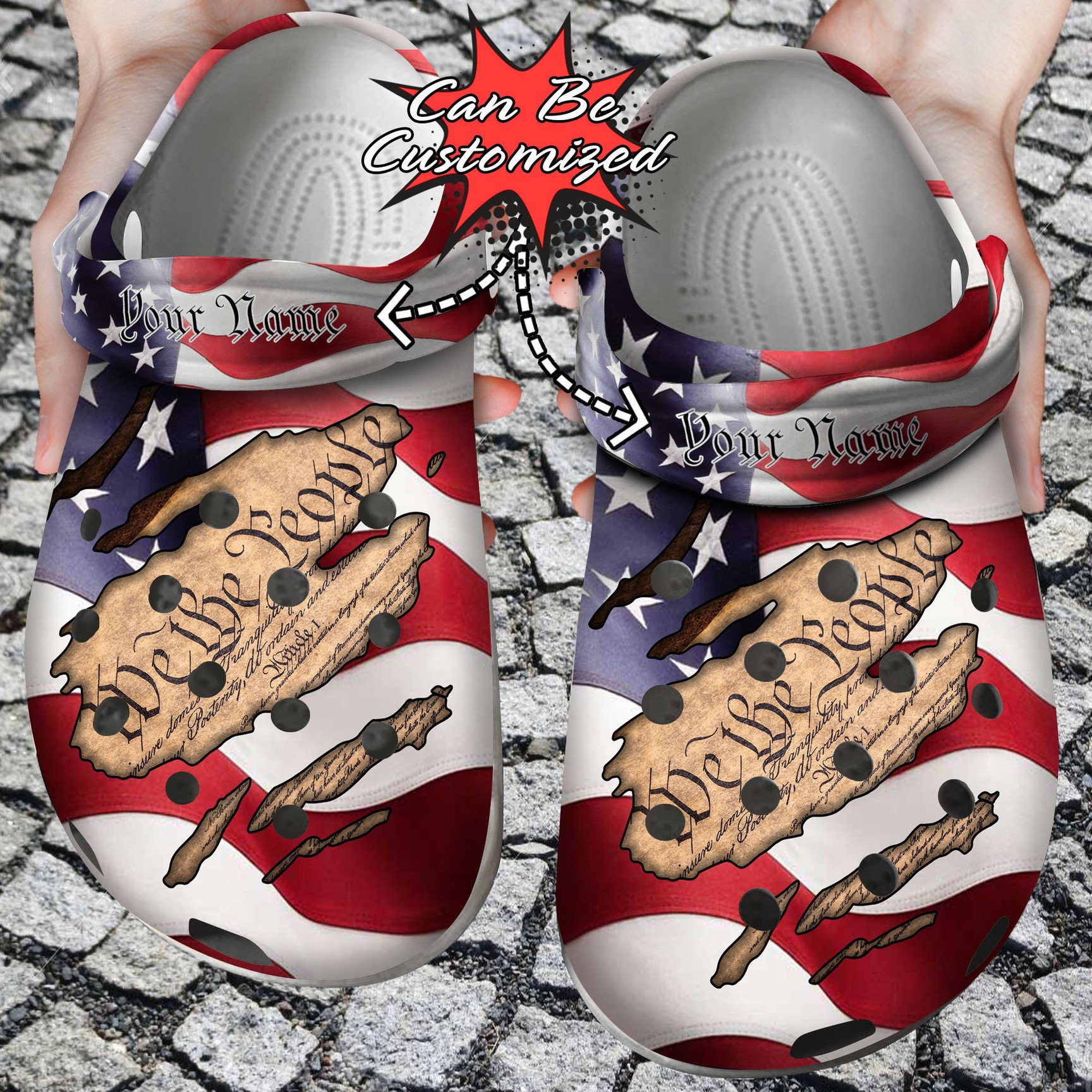 Personalized Patriotic American We The People Constitution clog Shoes Custom