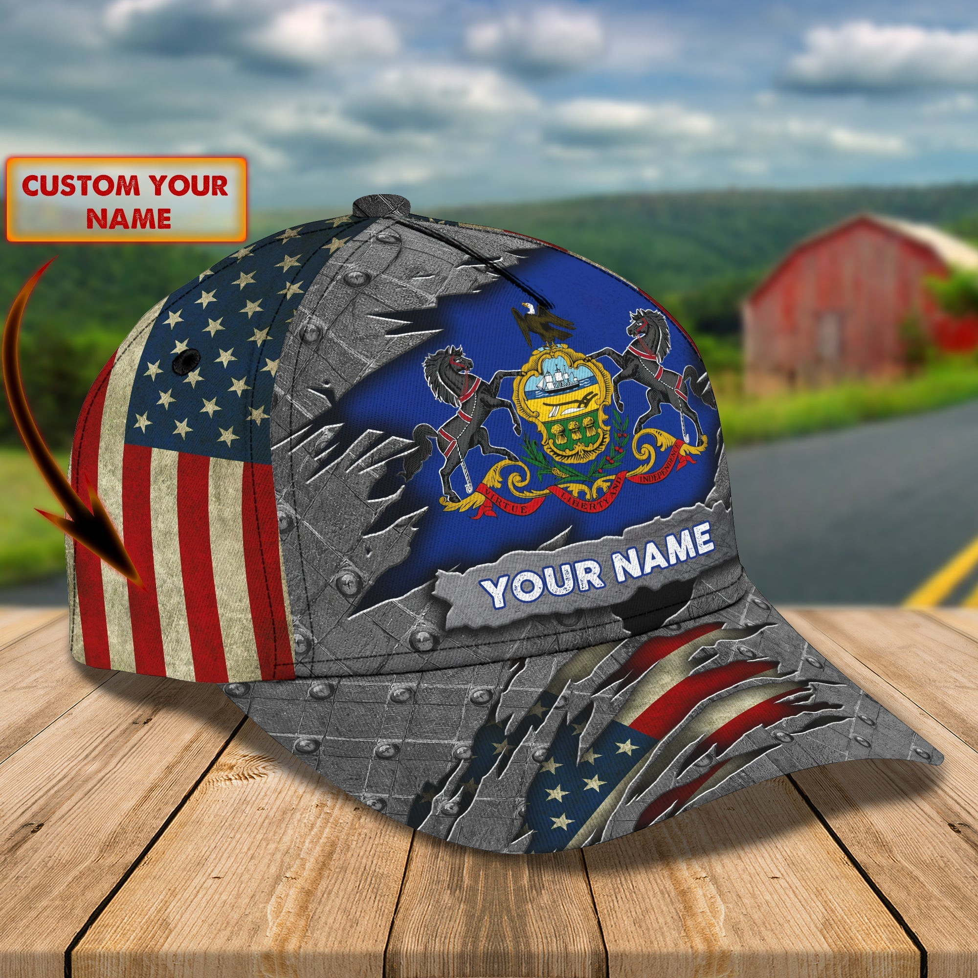 Personalized Pennsylvania State Classic Cap Trucker Hats Custom Hats Gifts For Men & Women