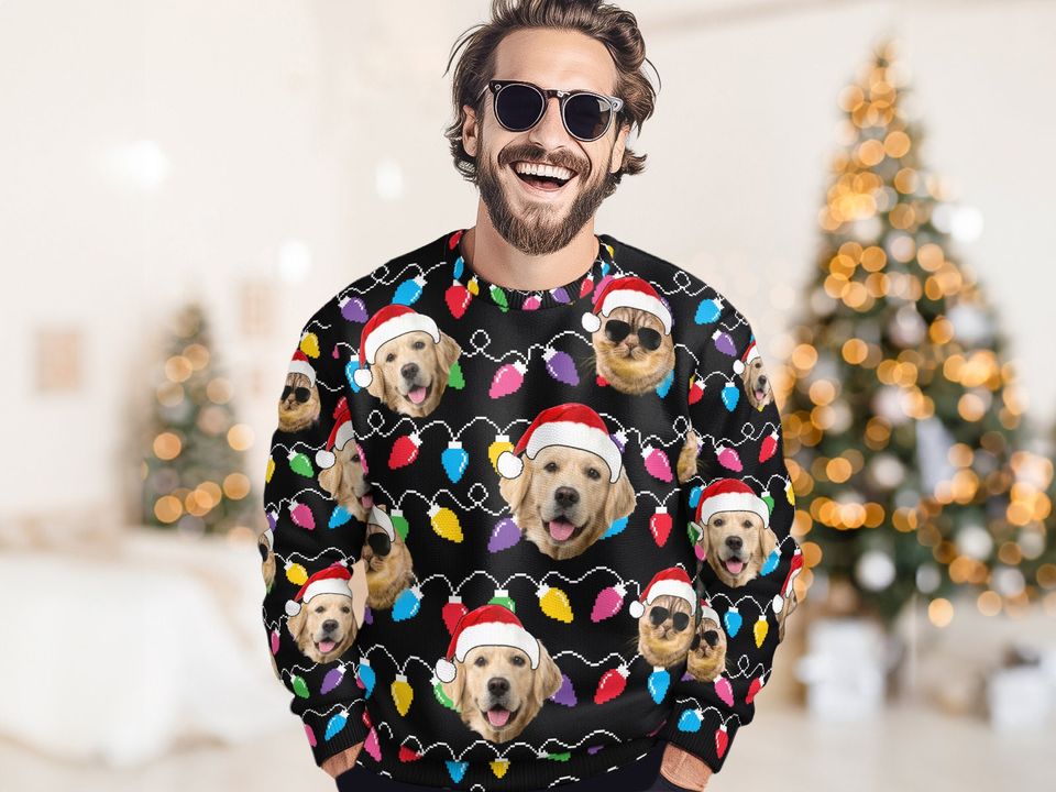 Personalized Pet Funny Photo Ugly Sweater, Custom Face