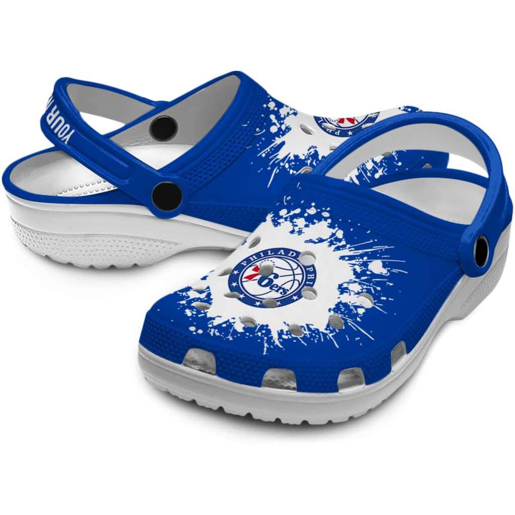 Personalized Philadelphia 76ers Splatter Background ClogTVC1801690 - Image 3