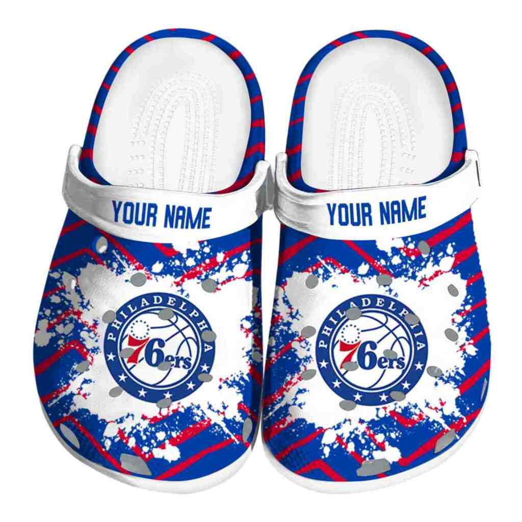 Personalized Philadelphia 76ers Zigzag Paint Burst ClogTVC1801690