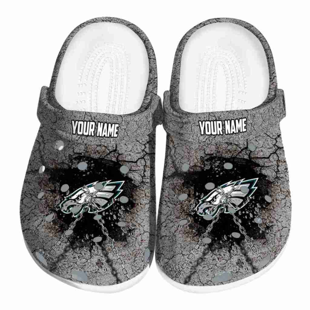 Personalized Philadelphia Eagles Cracked Ground Texture ClogTVC1801136