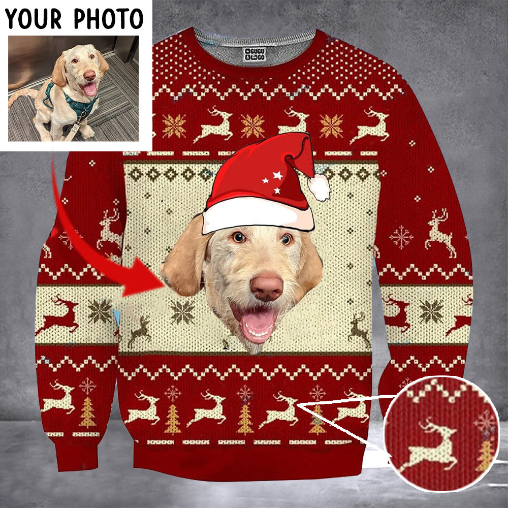 Personalized Photo Dog Ugly Christmas Sweater 2024 Xmas Sweater With Picture Of Your Dog