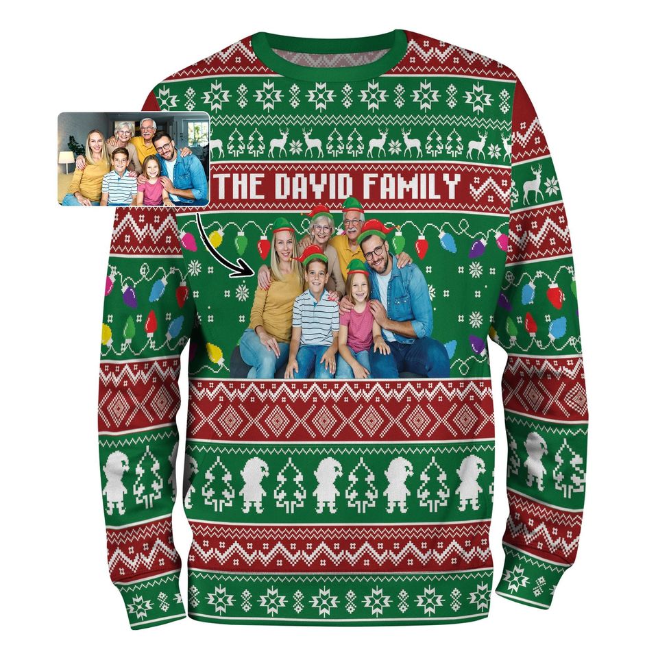 Personalized Photo Family Christmas Ugly Sweater