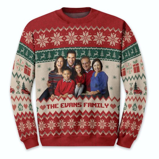 Personalized Photo Family Christmas Ugly Sweater, Custom Matching - Image 9