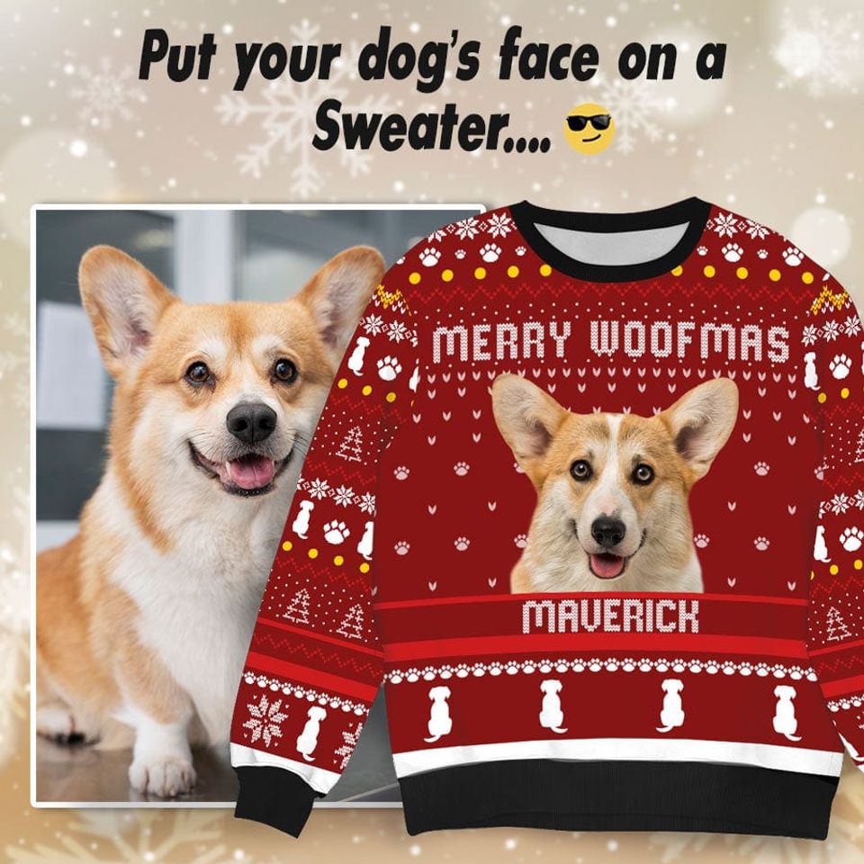 Personalized Photo Merry Woofmas Dog Ugly Sweater