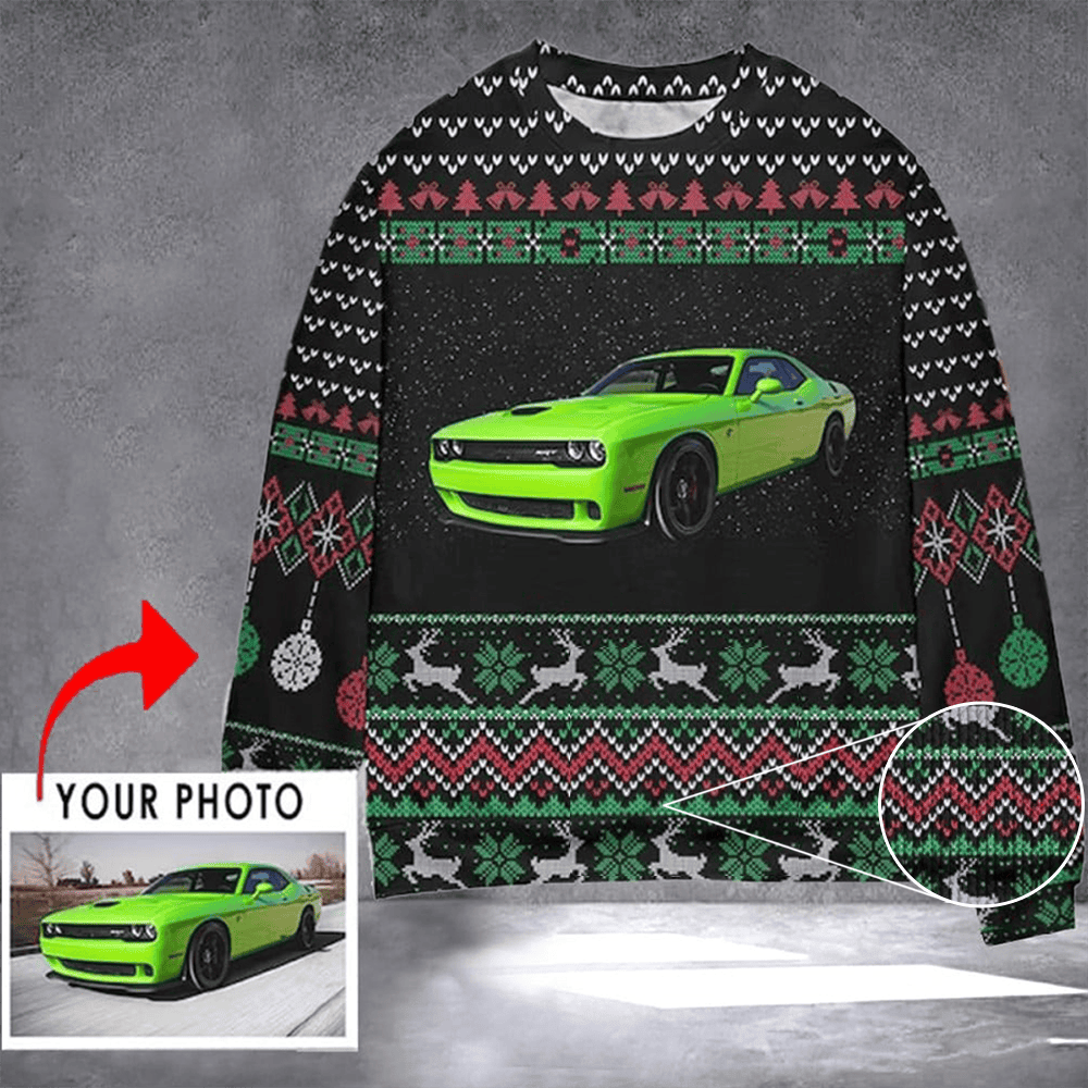 Personalized Photo Race Car Ugly Christmas Sweater Drag Racing Clothing Car Enthusiast Gifts - Image 2