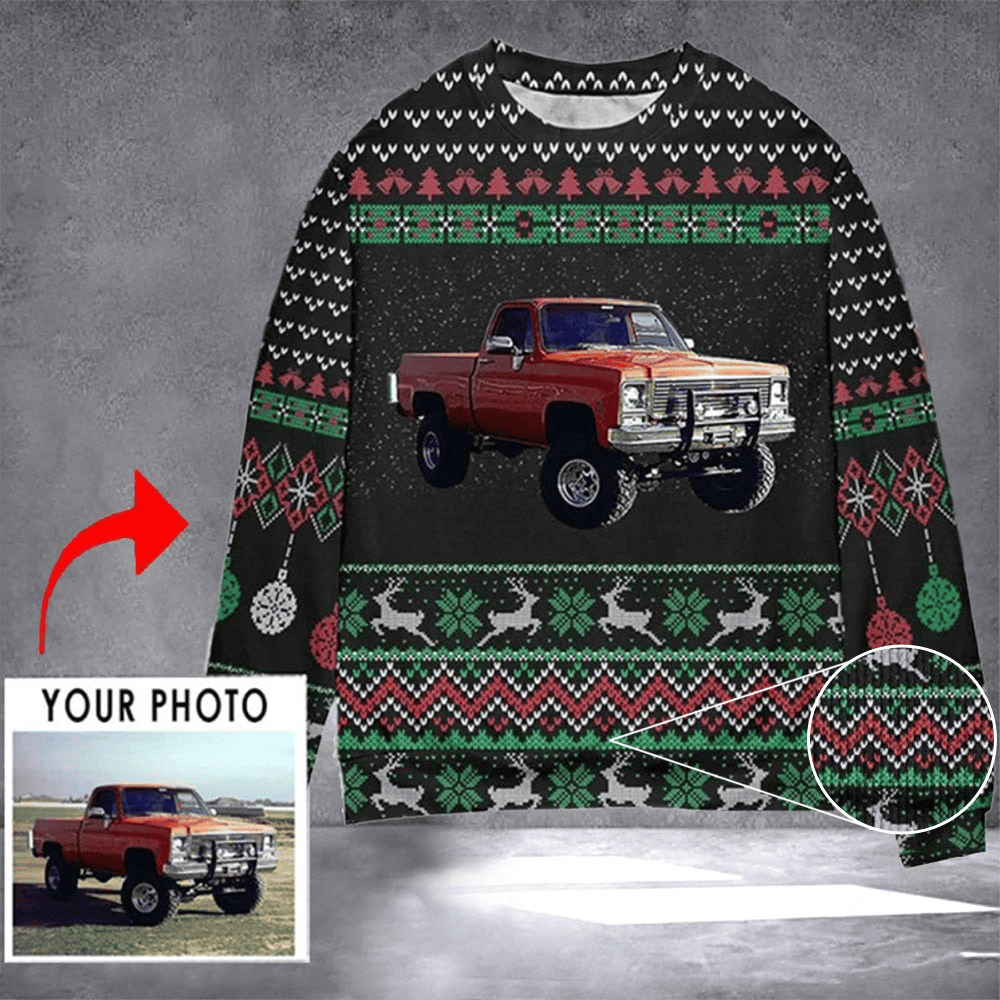 Personalized Photo Race Car Ugly Sweater Racing Lover Matching Christmas Clothing Gift For Guys - Image 2